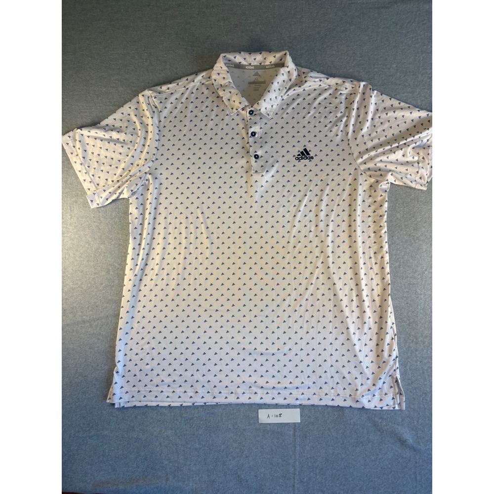 Adidas Golf Mens XL White black Triangle Logo Print Polo Shirt ADVR0794‎